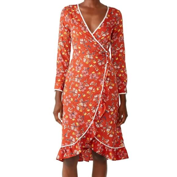 NWT Free People Covent Garden Floral Size 4 Wrap Dress - Picture 7 of 7